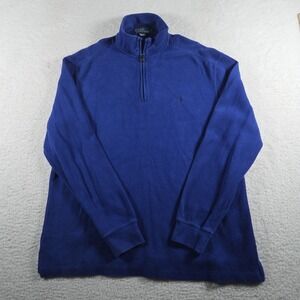 VTG Polo Ralph Lauren Knit Pullover Sweater Mens Large L Blue Quarter 1/4 Zip